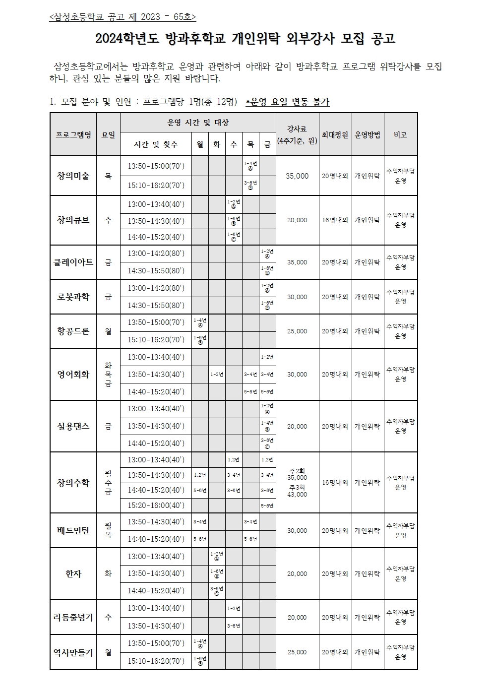 2024학년도 방과후학교 개인위탁 외부강사 모집 공고001.jpg